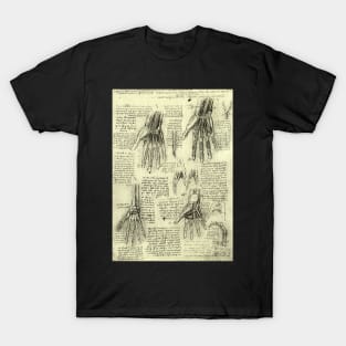 Human Anatomy Hands by Leonardo da Vinci T-Shirt